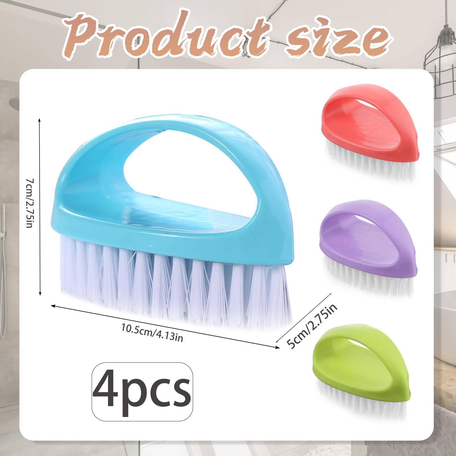4Pcs Nail Brushes, Nail Brushes for Cleaning Nails 10.5 x 5 x 7 cm Nail Scrubbing Brush with Firm Bristles - Image 2