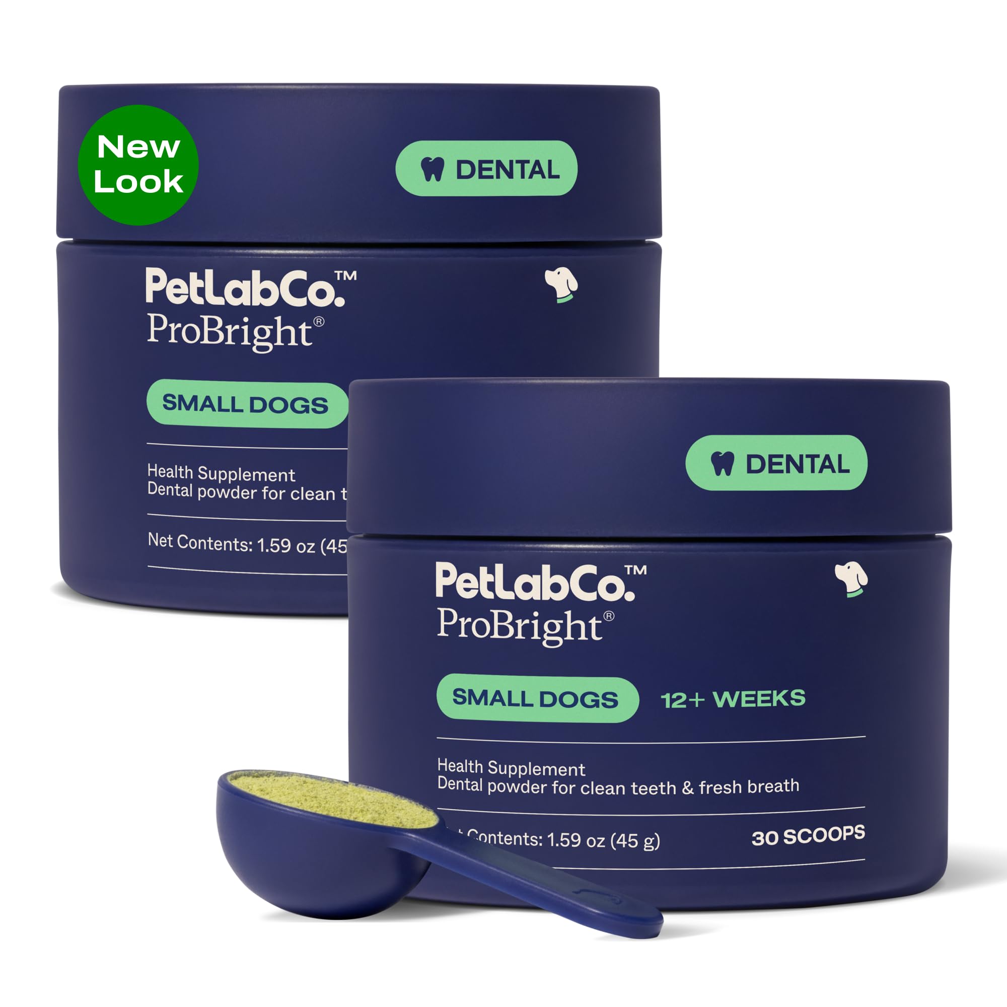 PetLab Co. ProBright Dental Powder - Dog Breath Freshener - Teeth Cleaning Made Easy – Targets Tartar & Bad Breath - Formulated for Small Dogs - Pack