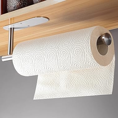 RUICER Küchenrollenhalter Edelstahl - Küchenpapierhalter Ohne Bohren Rollenhalter Küche Papierrollenhalter Unter Schrank