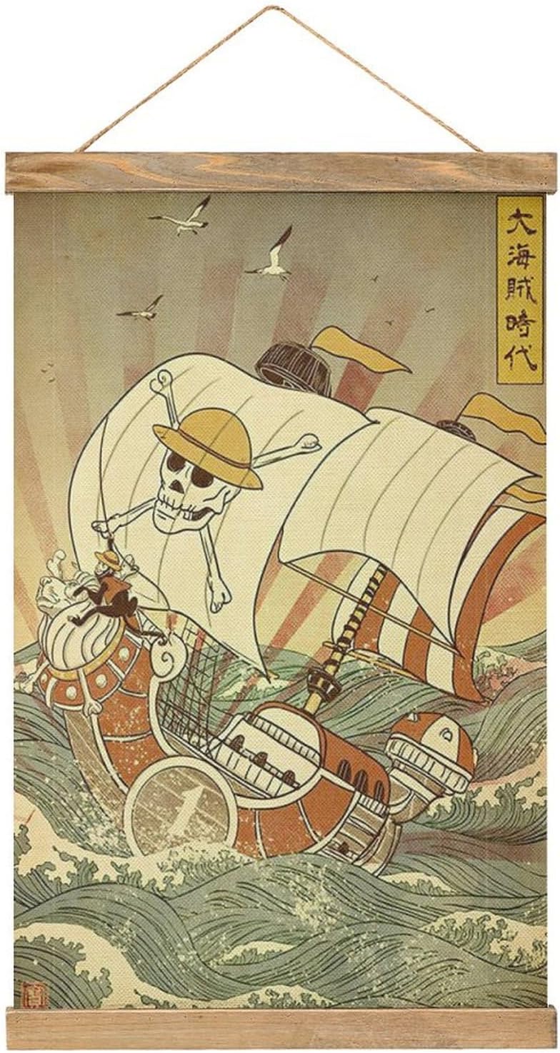 Generic Anime Posters Wall Hanging Scroll Wooden Frame Poster Canvas Wall Art For Bedroom Decor 13x20in, style