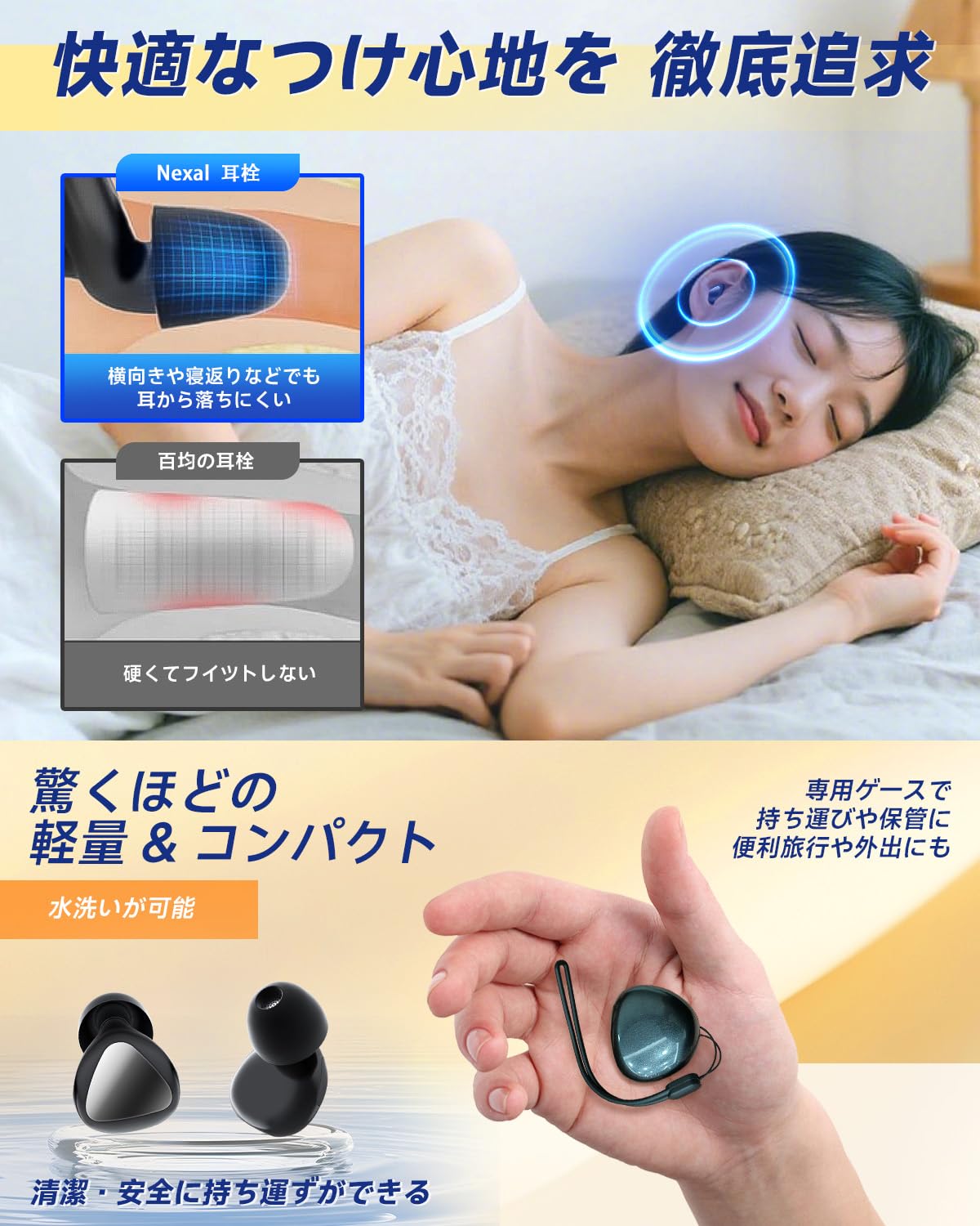 Amazon.co.jp: Nexal 耳栓 睡眠用 みみせん 完全遮音 55db低減 いびき