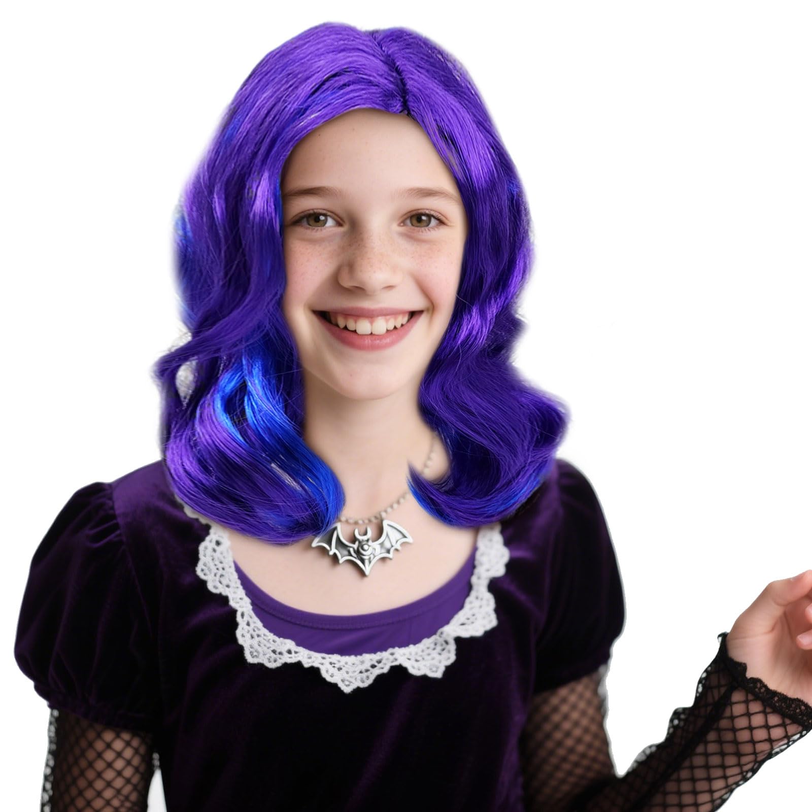 SAIIURV Purple Witch Wig Women Curly Purple Wigs for Women Halloween Wig for Halloween Masquerade Carnival Party