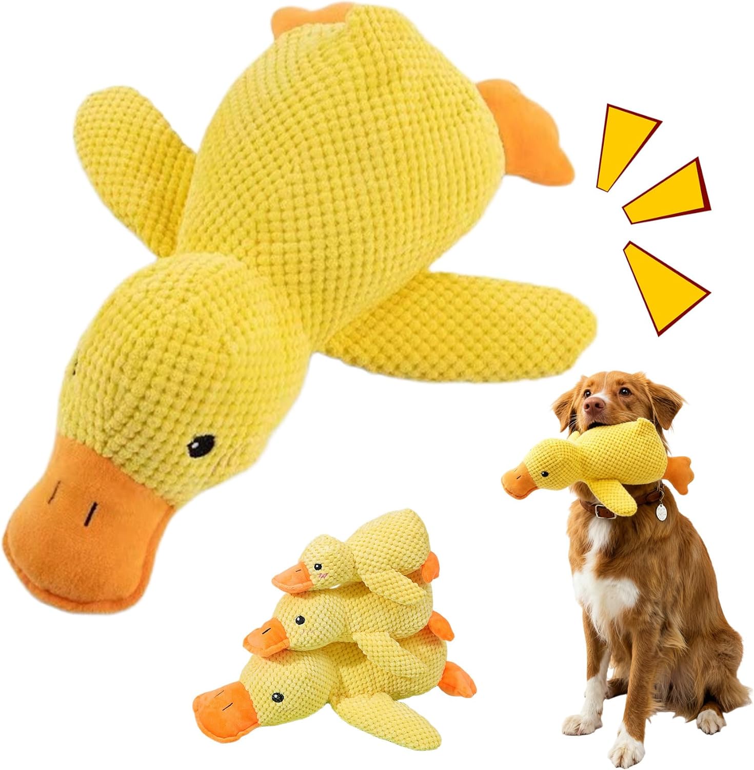 2026 New Calming Duck Toy For Dogs Calming Duck Dog Toy With Quack Sound And Crazy Crinkle Interactive Toys For Dogs Soft Stuffed Pet Chew Toy Durable For Small Medium Dogs Indoor Puppy