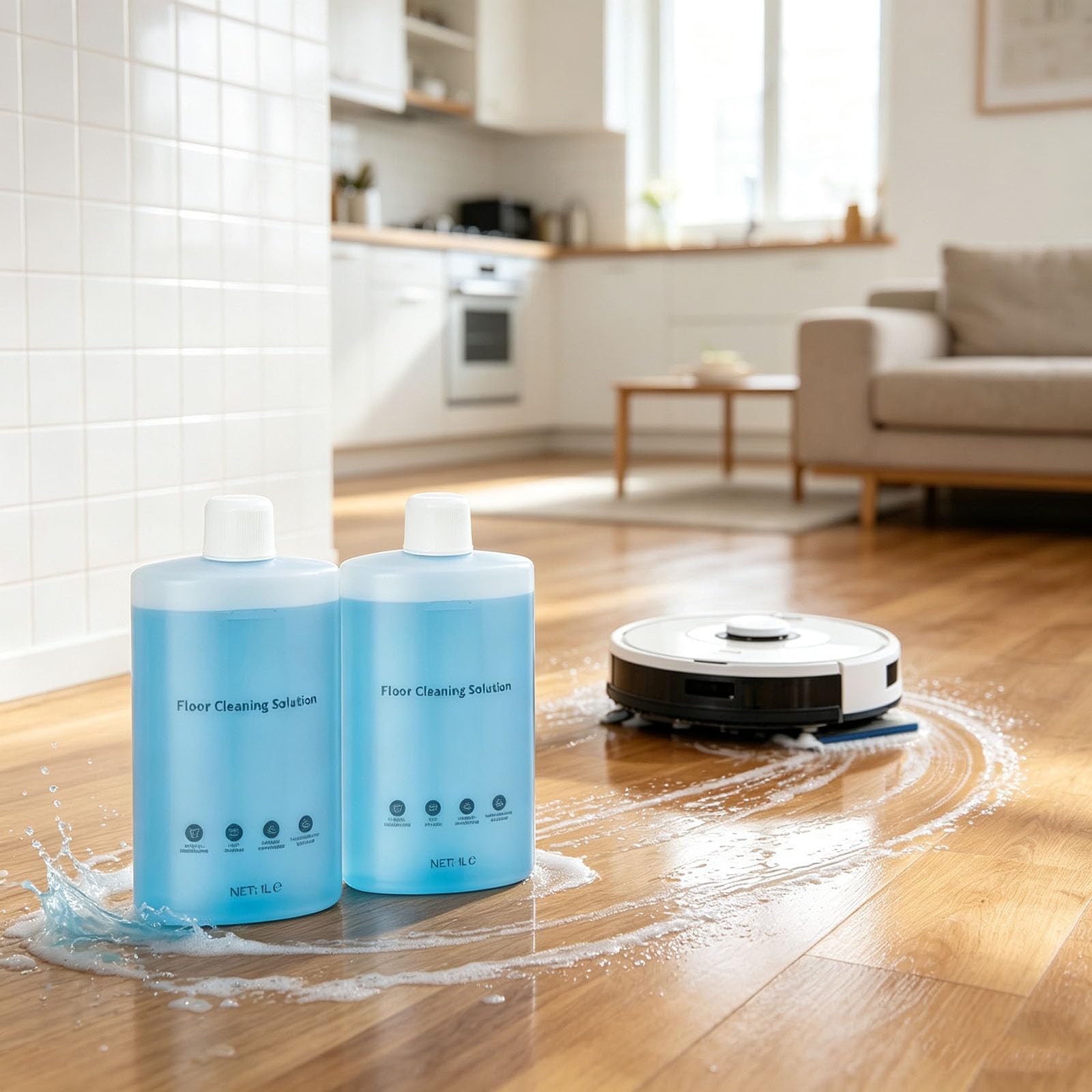 1L detergente concentrato multi-superficie compatibile con Roborock Saros 10R/Saros Z70/Qrevo/S7/S8/Q5 Pro/Flexi per robot aspiranti e lavapavimenti, senza schiuma e aloni, asciugatura rapida(4PCS)