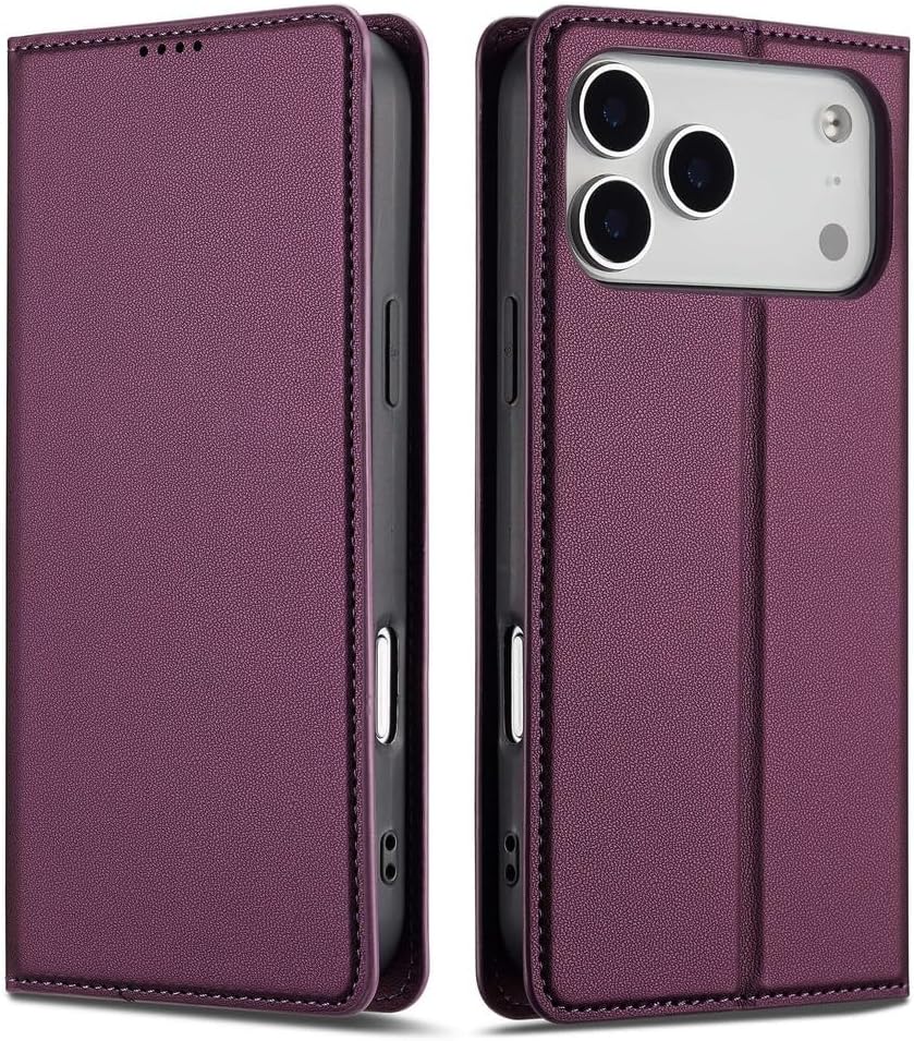 Flip Folio Case for iPhone 17 Pro Max/17 Pro/17 Air/17,All-Inclusive Protection Wallet Business Style Phone Case Leather All-Round Protection Anti-Fingerprint Cover(Purple,17 Air)