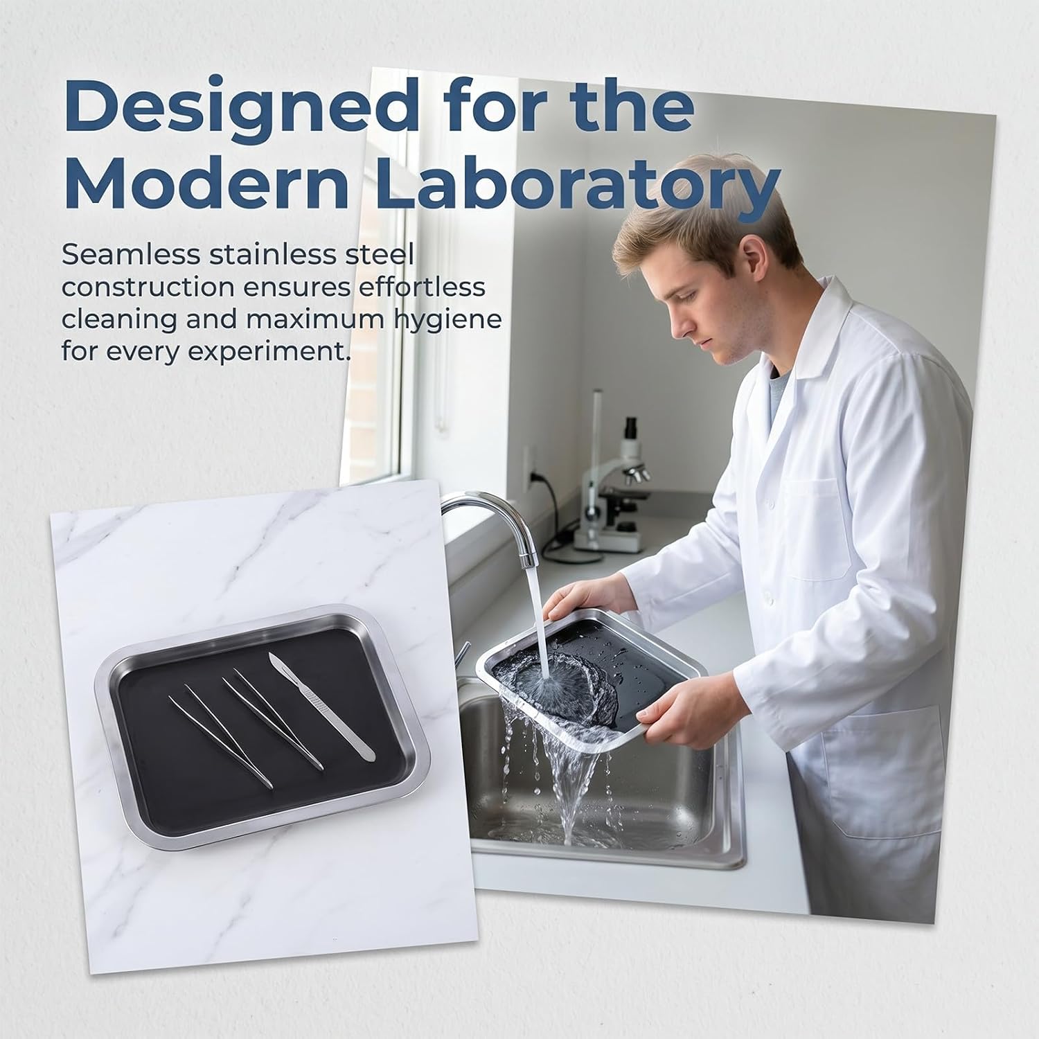 6pcs Dissection Pan with Wax: Stainless Steel Lab Tray - Reusable Thicken Rectangular Dishes for Laboratory Science Education Students Experiments