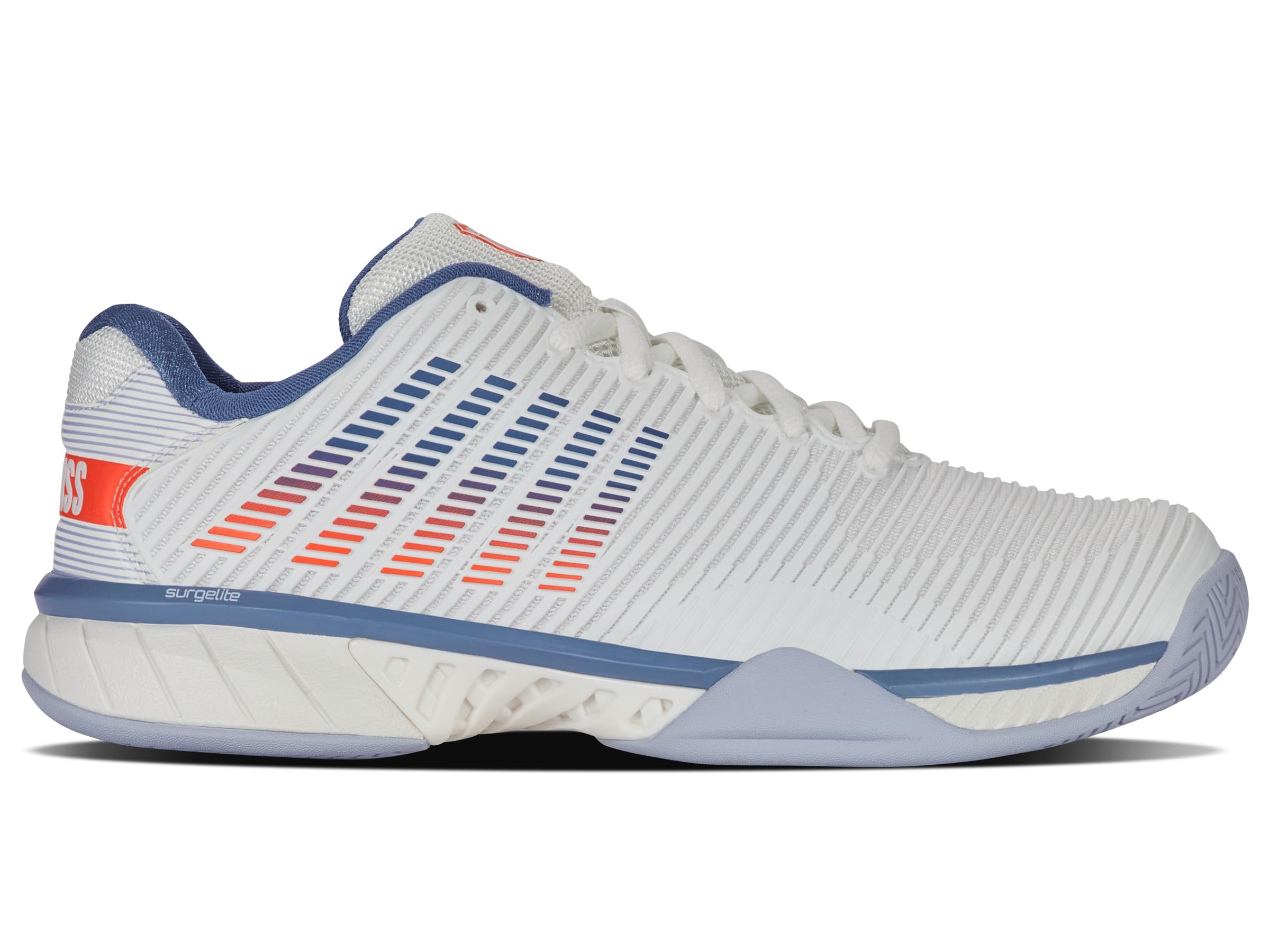 K-Swiss Men's Hypercourt Express 2 Tennis Shoe, Lucent White/Infinity/Scarlet Ibis, 10.5 M