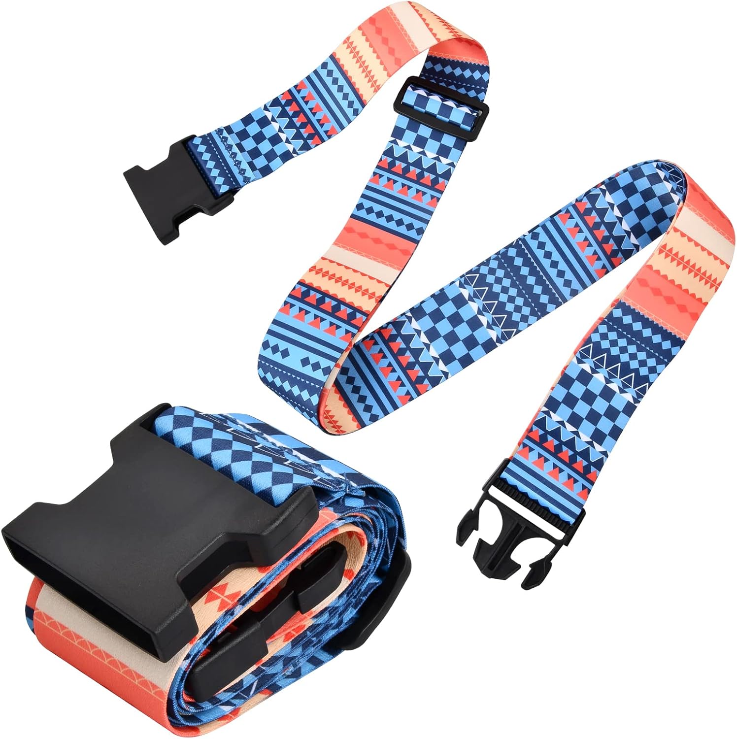 Xzeemo 2 Pack Adjustable Luggage Straps, Heavy Duty Luggage Straps for