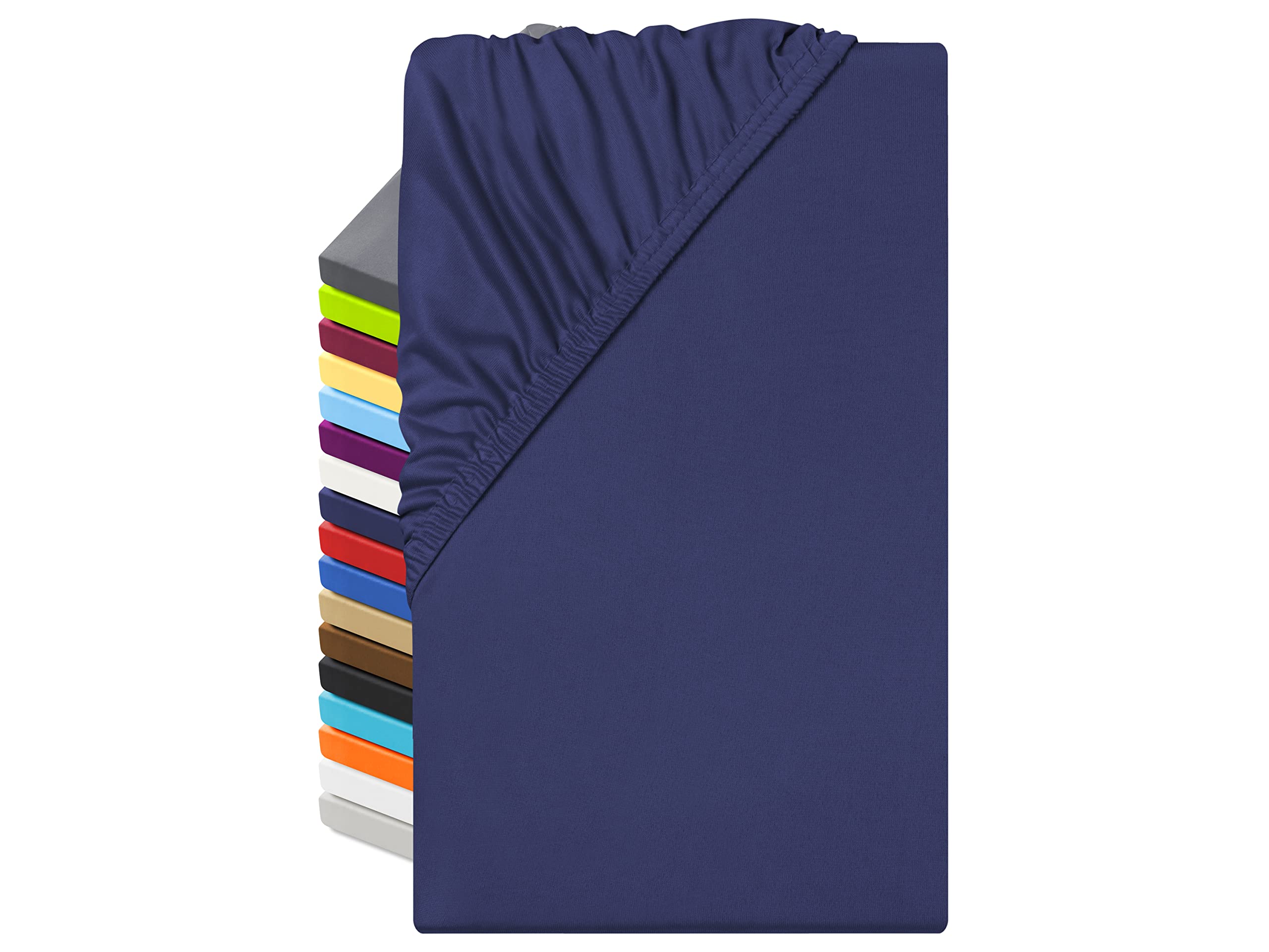 npluseins Microfaser Spannbettlaken – atmungsaktiv und Allergiker geeignet 1519.2192, 140-160 x 200 cm, Navy