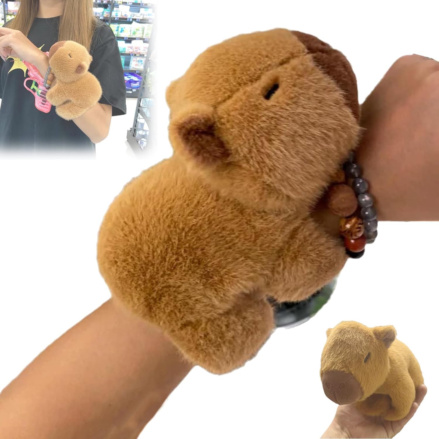 Pulsera De Bofetada De Peluche Capibara – Juguete Sensorial Suave, Elástica, Apta Para Niños Y Adultos, Ideal Para Regalar En Cumpleaños O Navidad