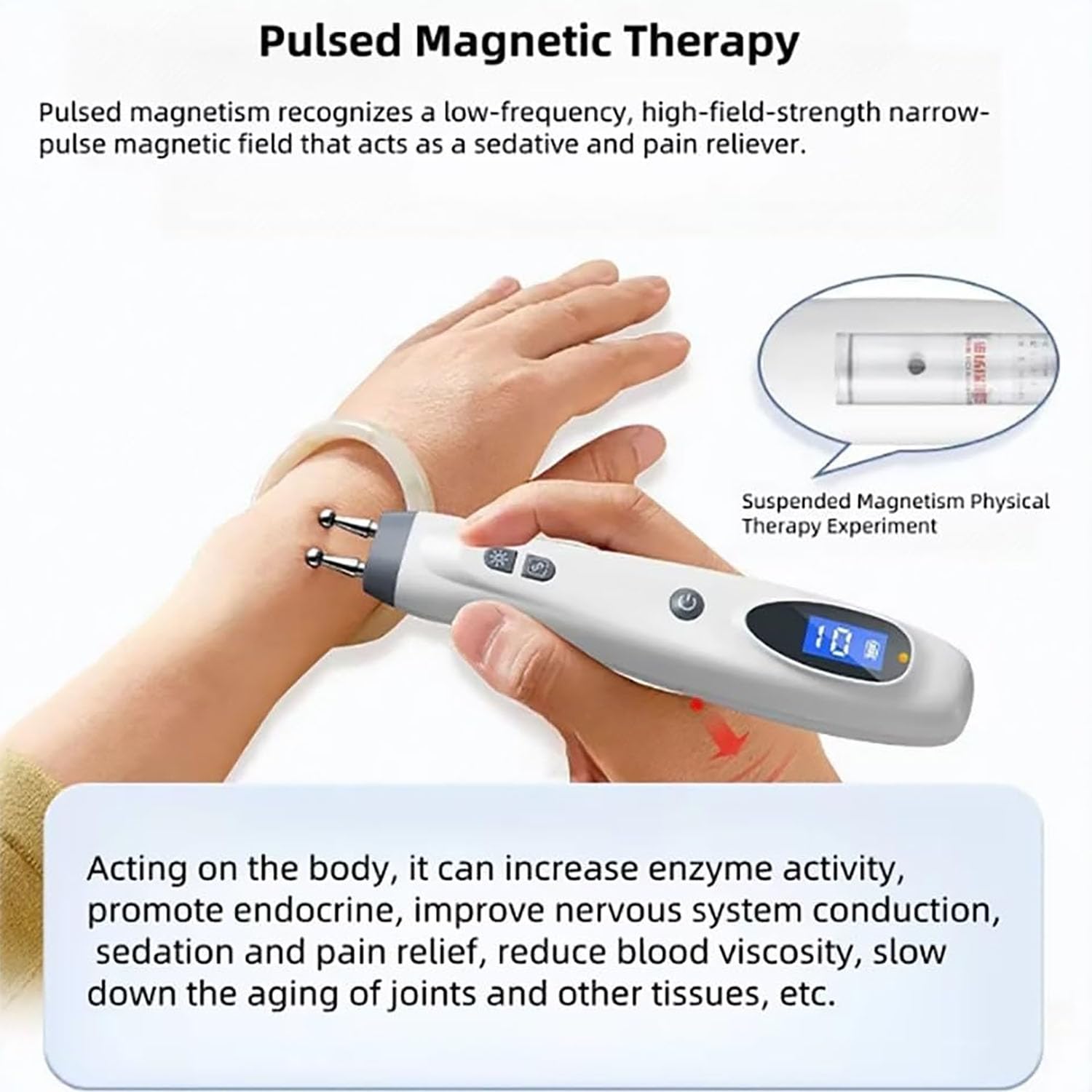 Bolígrafo Eléctrico para Masaje De Meridianos Y Acupuntura, Bolígrafo para Terapia del Dolor con Acupuntura Y Masaje De Meridianos con Doble Punta, Ajuste De Intensidad En 10 Niveles Y 5 Modos