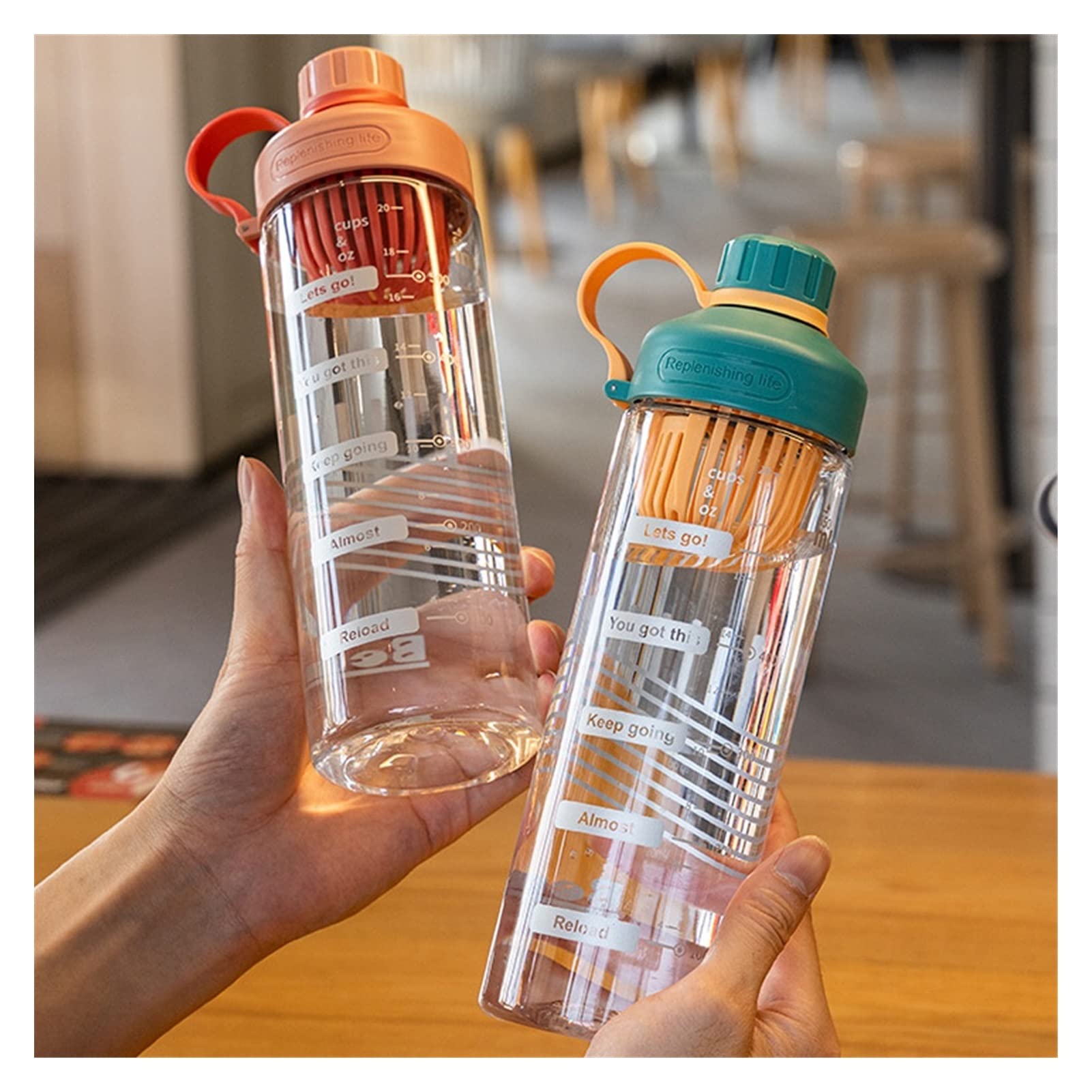 MRKU Bottiglia d'Acqua in plastica per Bere, Portatile, per Sport, tè, caffè, Utensili da Cucina, Bottiglia d'Acqua a Prova di perdite per la Scuola, Bottiglie d'Acqua