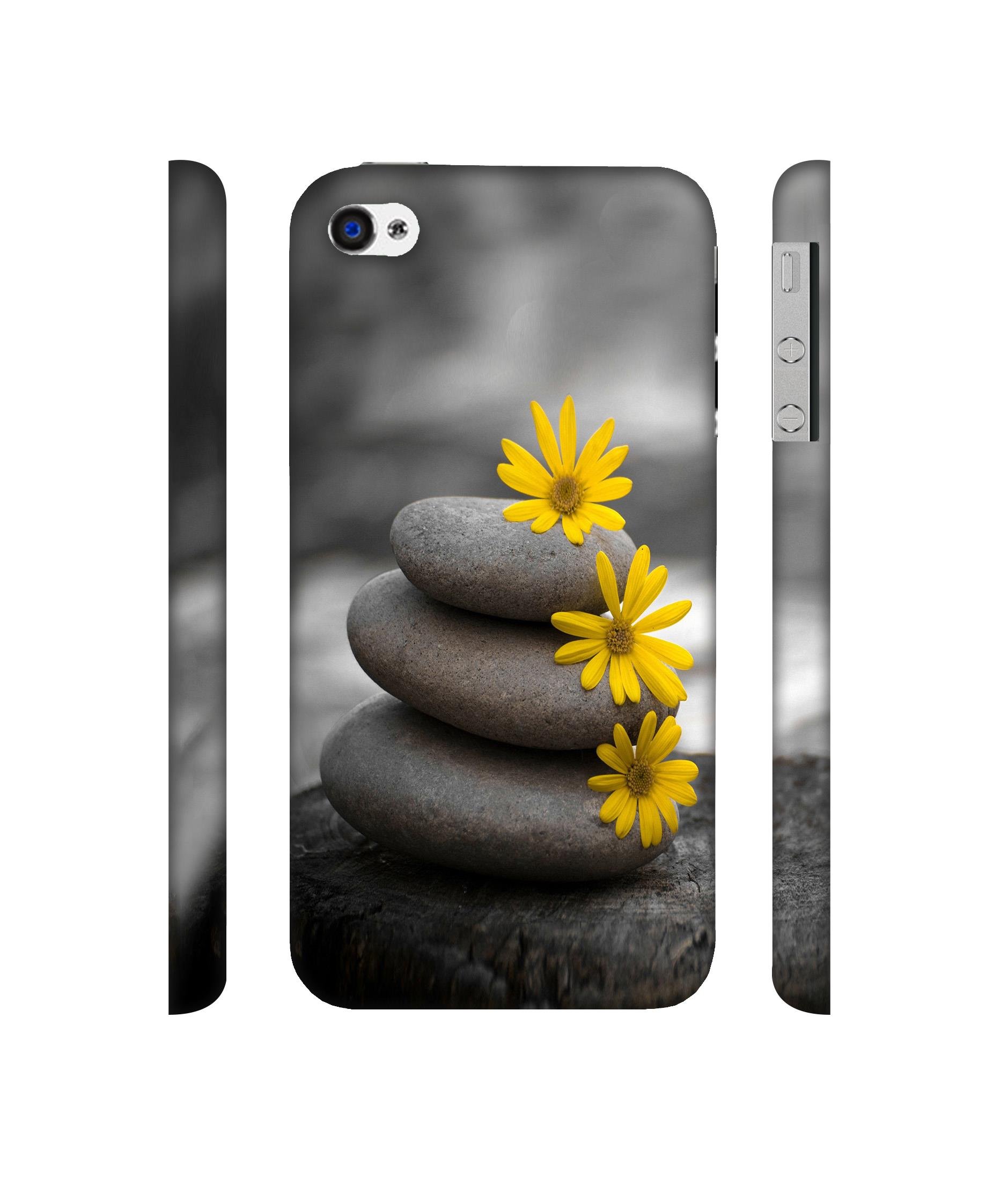 Casotec Stones and Flower Designer 3D Printed Hard Back Case Cover for Apple iPhone 4 / 4S