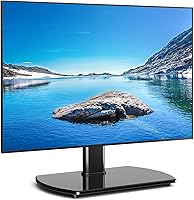 Rfiver Universal Swivel TV Stand for 27-60 Inch TVs - Height Adjustable Pedestal Mount, 88 lbs Capacity, Tempered Glass Base