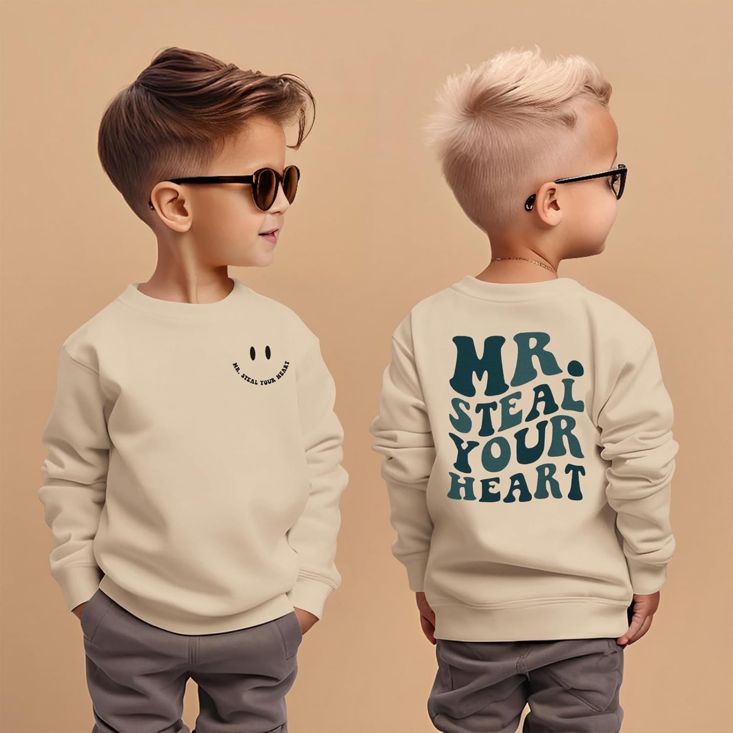 BOUTIKOME Toddler Boy Valentines Sweatshirts Mr. Steal Your Heart Shirts Baby Long Sleeve Pullover Spring Tops Clothes - Image 2