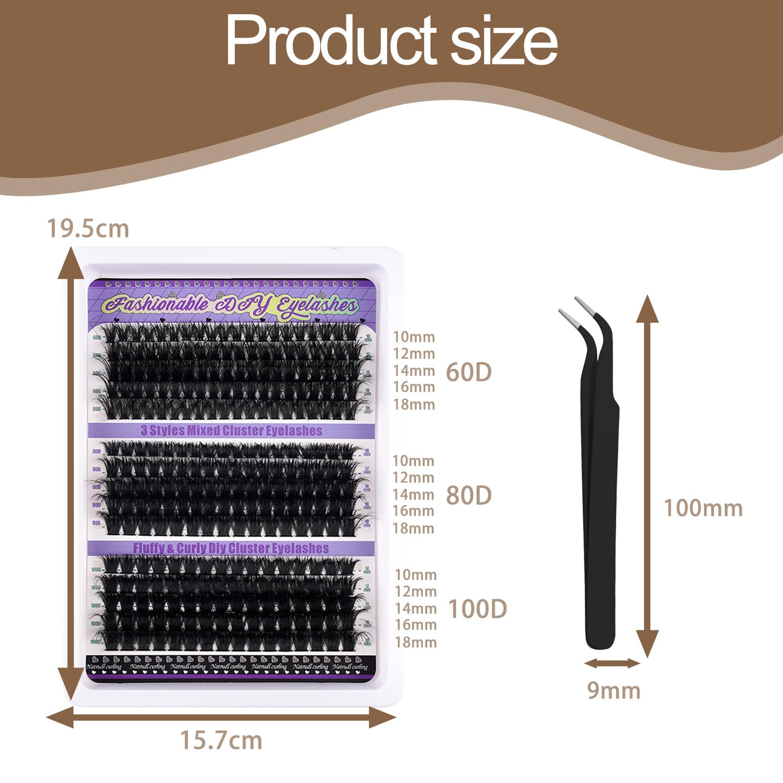 60D-80D-100D Thick Lashes Individual Cluster 240pcs Eyelashes Set,Cluster Lashes for Girls and Women,DIY Lash Extension Easy to Apply False Eyelashes Extensions Kit with Seal Tweezers - Image 2