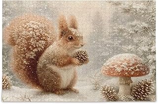 Squirrel Mushroom Snow Jigsaw Puzzle 500 Piece, Stylish Intellectual Puzzle for Adult Active Thinking Entertainment
