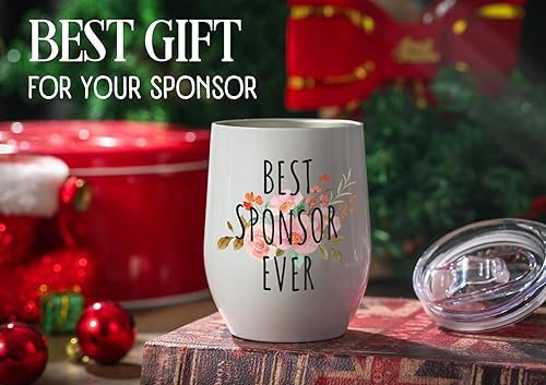 Miniatura 2 de Onebttl Sponsor Gift - Vaso de vino de 12 onzas, doble pared aislada al vacío, taza de acero inoxidable con tapa, regalo de confirmación para