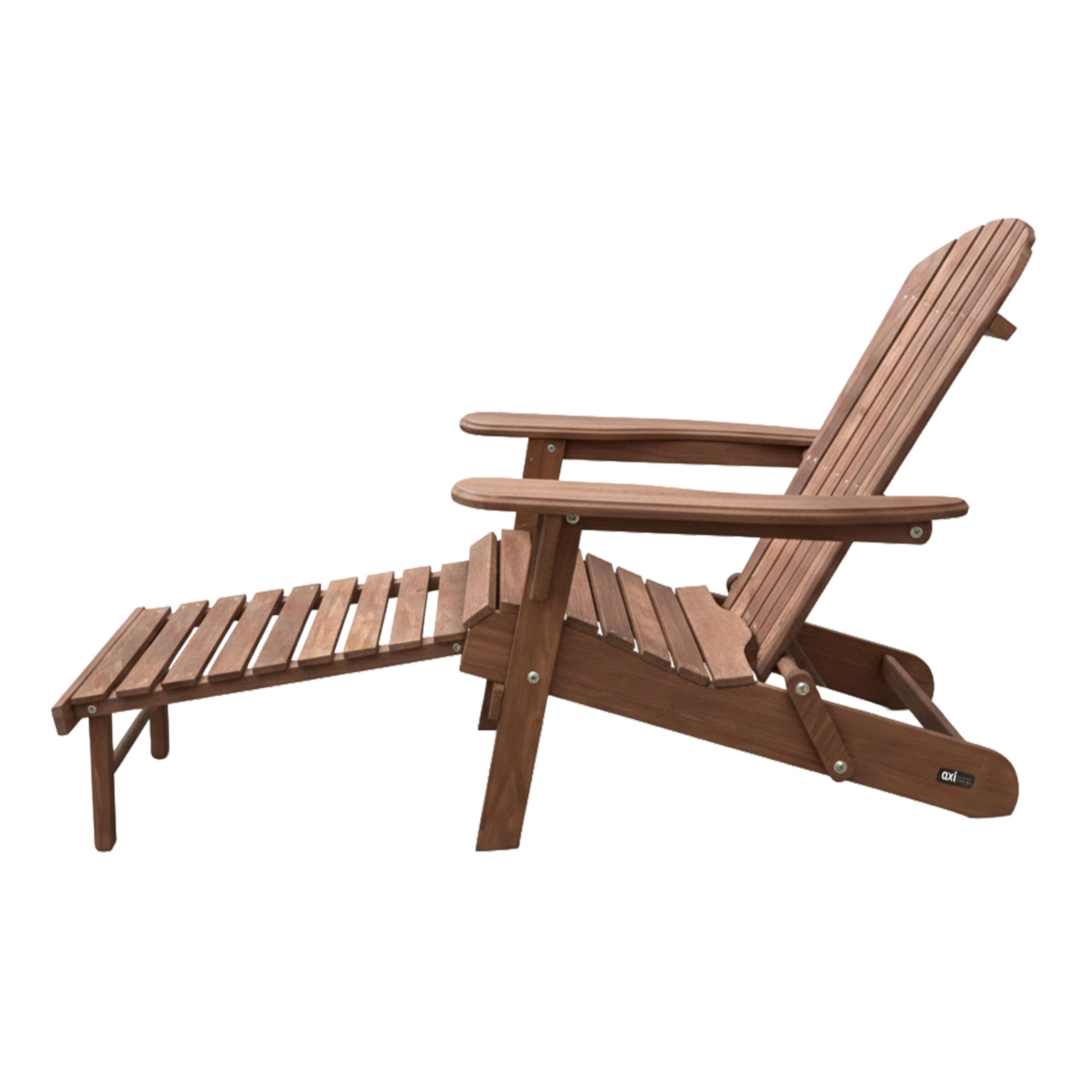 AXI Alexa Chaise Adirondack avec Repose-Pieds, Pliable, Couleur Café | Transat De Jardin/Bain De Soleil / 100% Bois De Pruche, pour 1 Personne, avec Accoudoirs Et Dossier Haut | 147 X 78,5 X 89 Cm