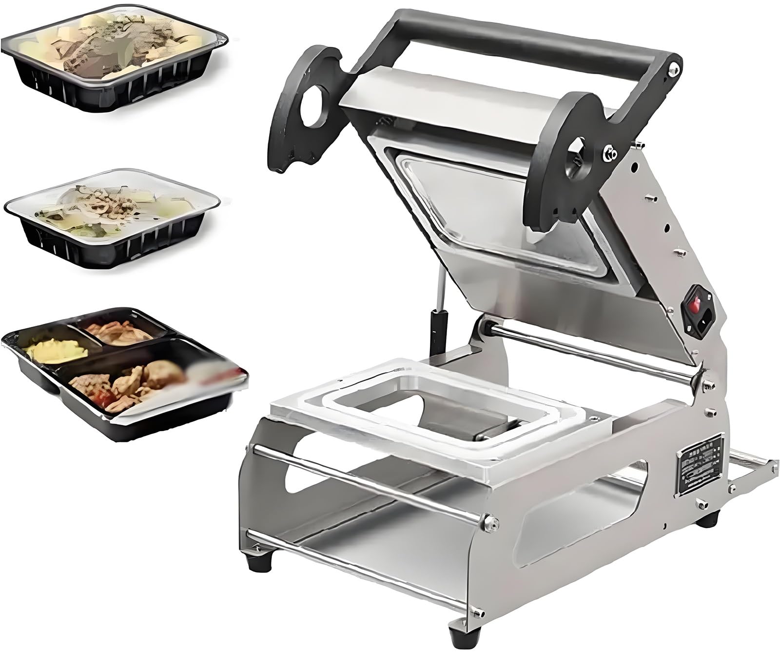 ASerZenith Manual Sandwich Tray Heat Sealer For Takeaway Boxes, Hand Pressure Food Packaging Machine For Supermarket, 7-8 Seals/Min
