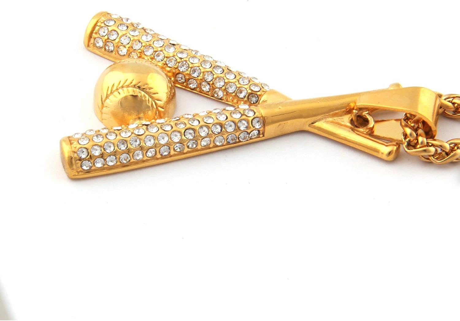 Crosses Baseball Bat Pendant Necklace 18k Gold Plated Stainless Steel Baseball Chain Sport Jewelry Gift for Men Women - Image 5