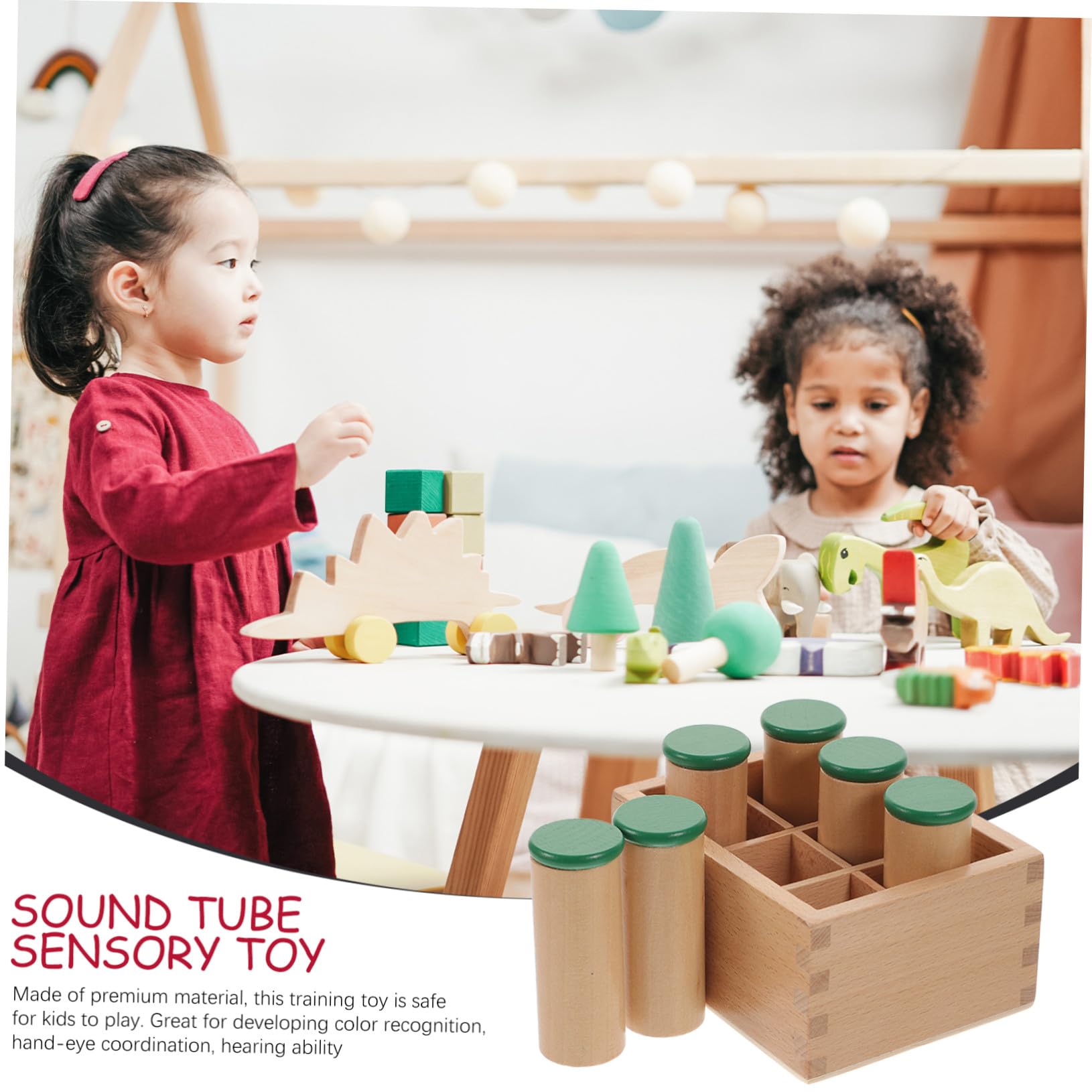 Sound Cylinder Shaking Box in Legno, Gioco Sensoriale | Sei Scomparti, Design Educativo per Bambini, Training Uditivo e Concentrazione