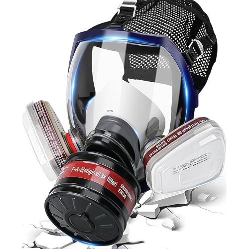 Miniatura 7 de Máscaras de gas de supervivencia nuclear y química, máscara de gas con filtro de carbón activado de 1.575 in, máscara respiradora de cara completa