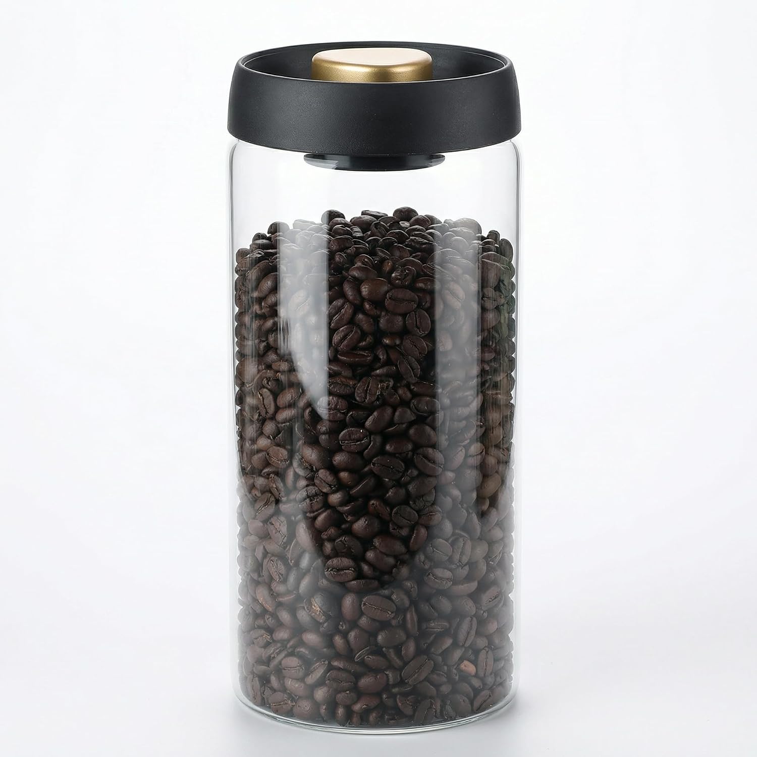 LOEZ Vacuum Coffee Canister, 61 fl oz Glass Jar with Pump Lid, Clear
