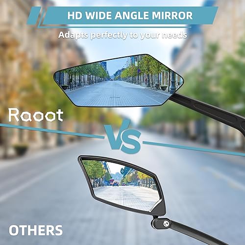 Miniatura 5 de Espejo de bicicleta para manillar  Lente de vidrio resistente a los arañazos Blu-ray  Espejos retrovisores de bicicleta para bicicleta eléctrica