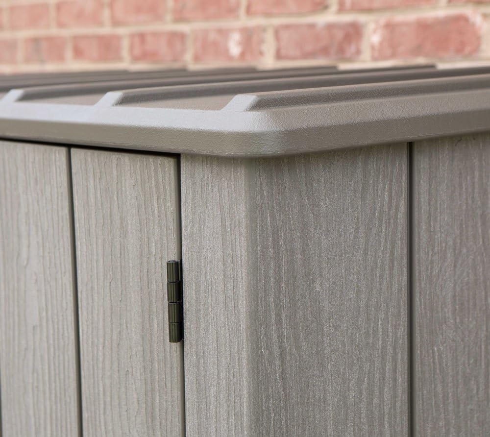 Close-up of the shed's roof design