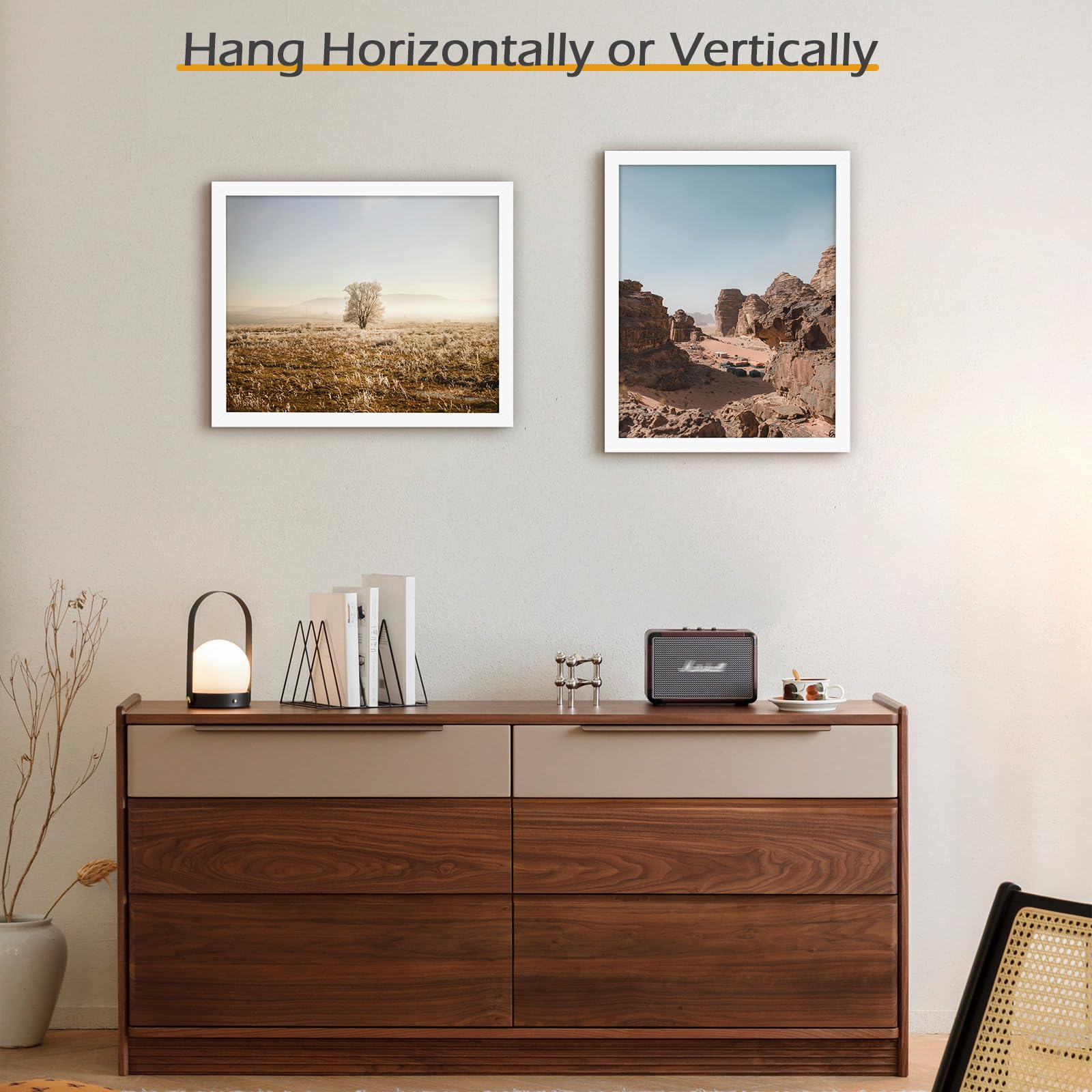 Golden State Art, Solid Wood 16x20 Wooden Picture Frame - for 16x20 Photos, 1-1/4-Inch Wide with Real Glass - Horizontal and Vertical Wall Display, Great for Engagement, Wedding, White, 1 Pack