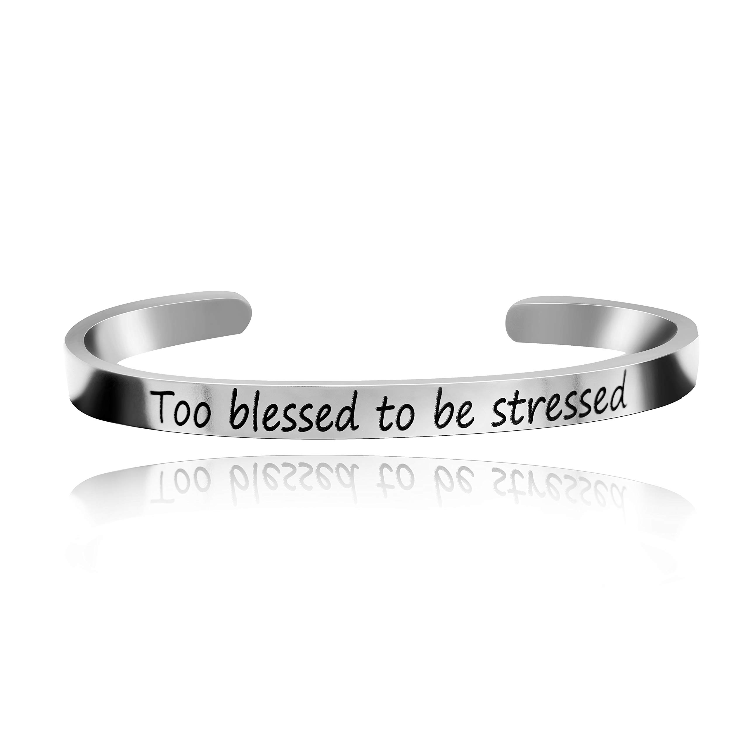 Uloveido Stainless Steel Inspirational Bracelets for Women Engraved Personalized Mantra Initial Motivational Cuff Bangle Y460