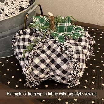 White Black Mini Buffalo Check Plaid Cotton Homespun Plaid Fabric by JCS - Sold by The Yard