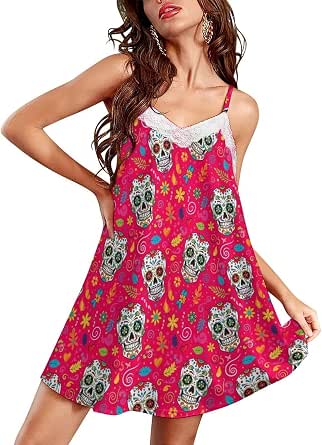 Women's Lace Spaghetti Strap Sleeveless Sleep Dress
