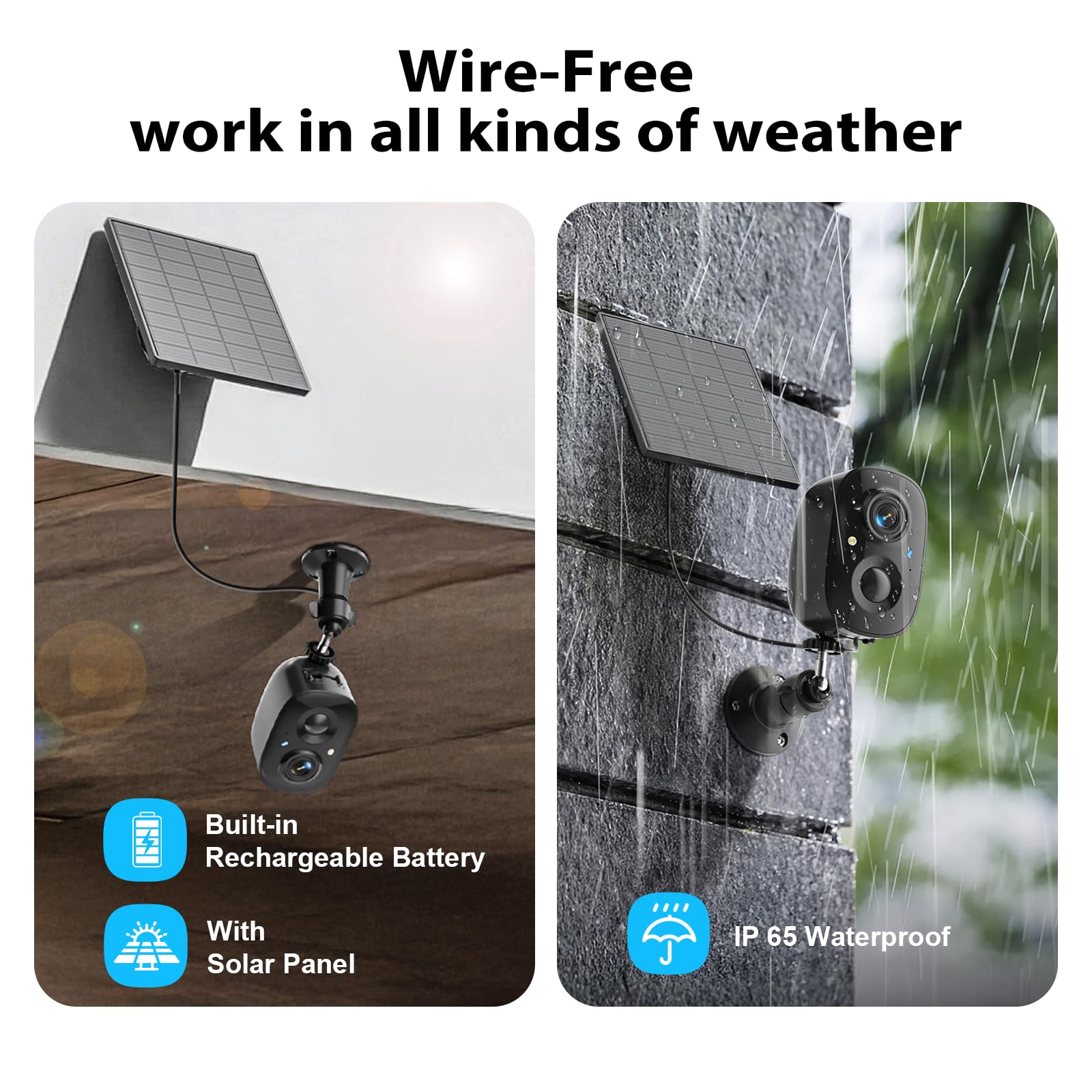 JESIOO Security Cameras Wireless Outdoor 2K Solar Powered WiFi Cameras for Home Security,AI Motion Detection,Siren Alarm,Spotlight Color Night Vision,2-Way Audio,SD/Cloud Storage - 2