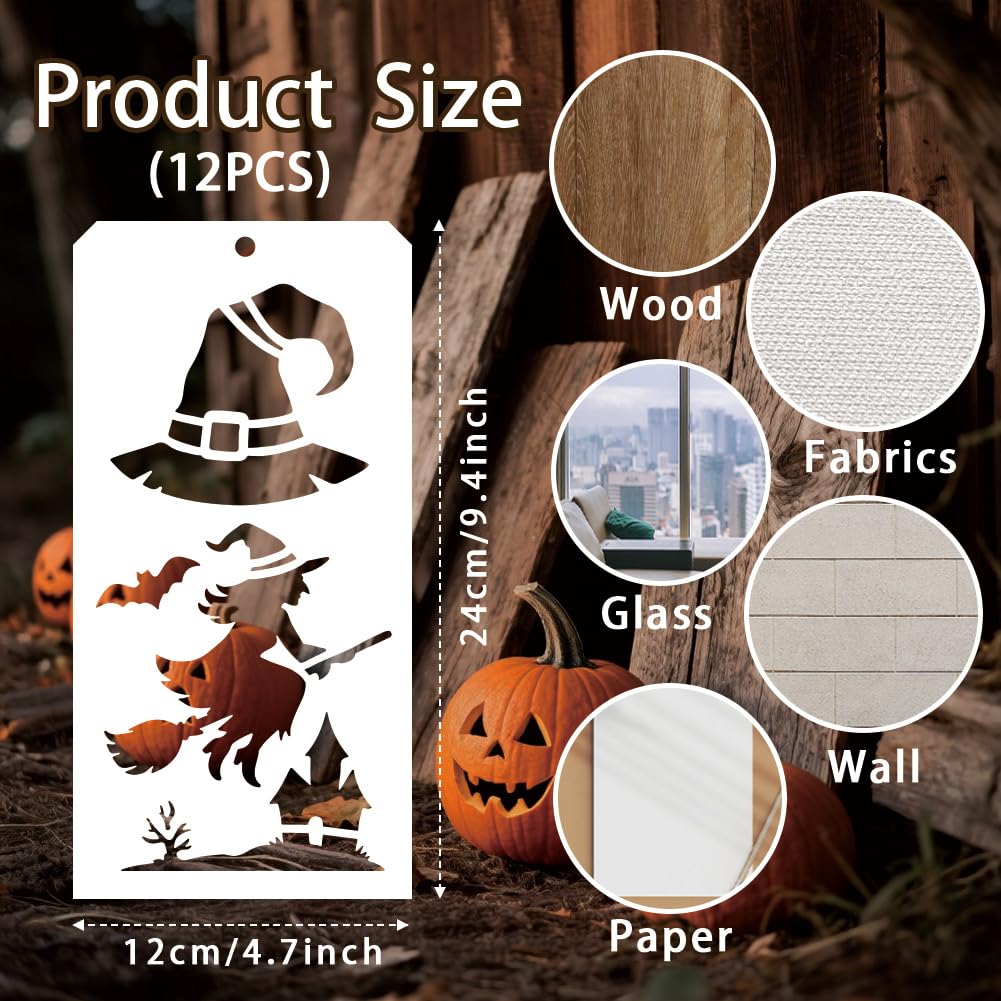 GOMAKERER 12 Pcs Halloween Painting Stencils - Image 2