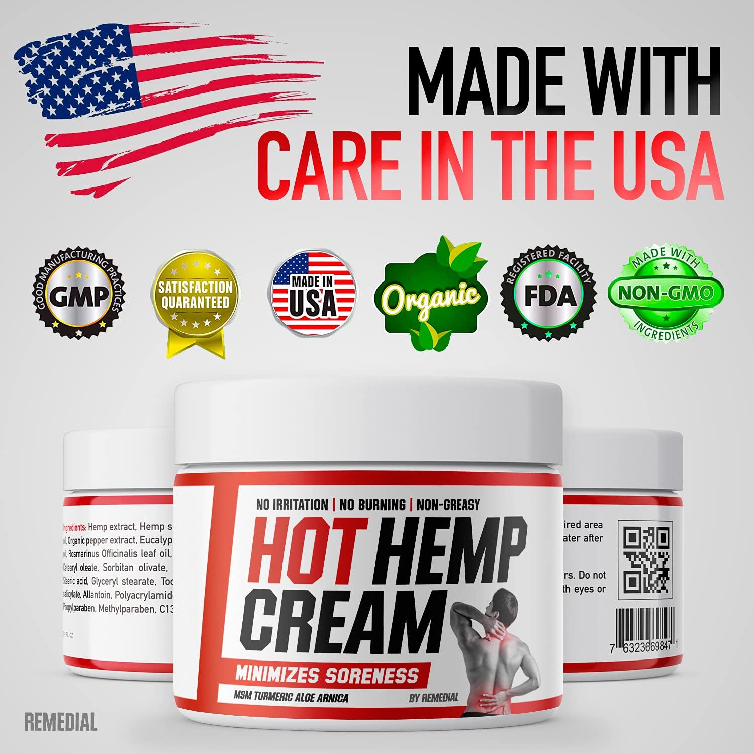 Hot Неmp Cream - Arthritis, Carpal Tunnel, Inflammation, Back, Foot, Nerve, Joint, Muscle, Neck Раin, Natural Stress Relief - MSM, Turmeric, Aloe, Arnica - Warming Topical Salve : Health & Household