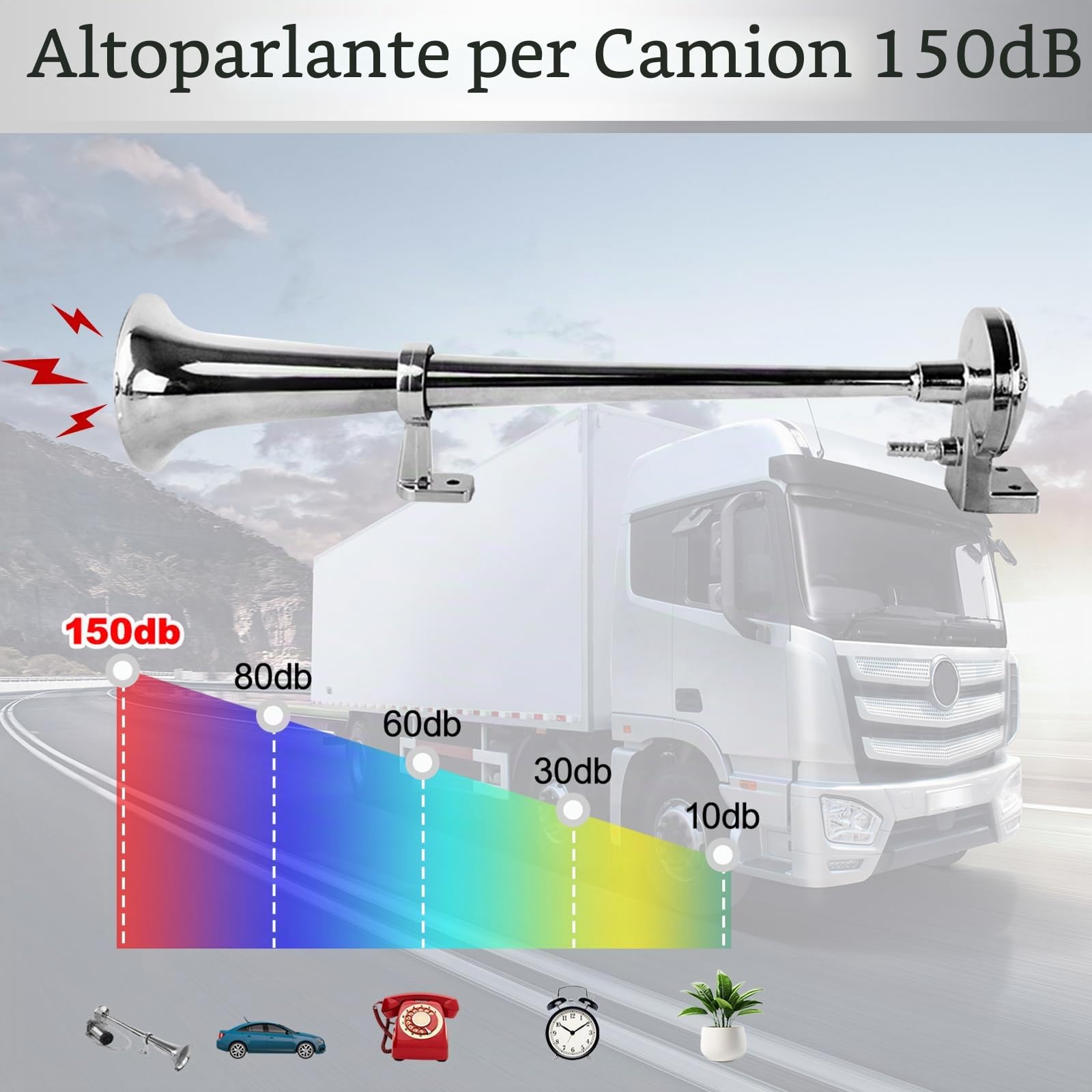 Trombe Auto 12v Bitonali, Trombe Camion Per Trattore Da 150Db, | Diametro Di 450 Mm, Adatto A Una Varietà Di Modelli Di Auto, Camion, Trattori, Motociclette E Barche Ecc