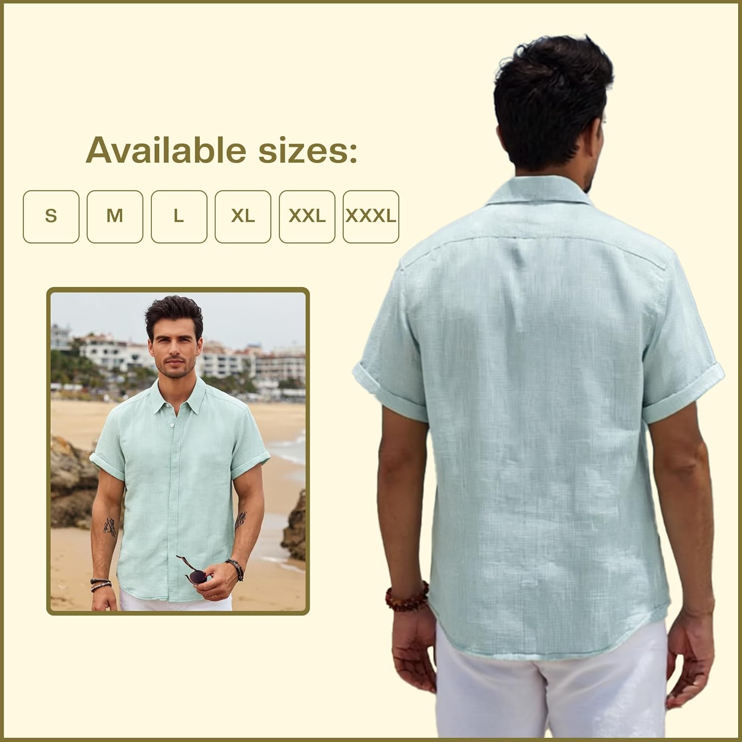 Cotton King Linen Button Down Shirt for Men Men Shirts Short Sleeve - Men's Shirt for Beach Wear - Summer Wear - S to 3XL - Image 5