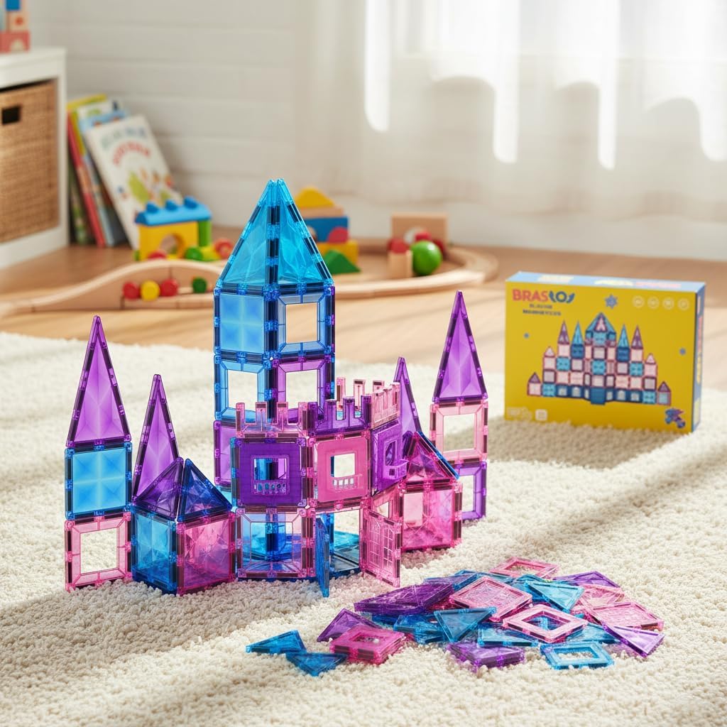 Brastoy Blocos de Montar Magnéticos Infantil Construção Brinquedo (102 Peças)