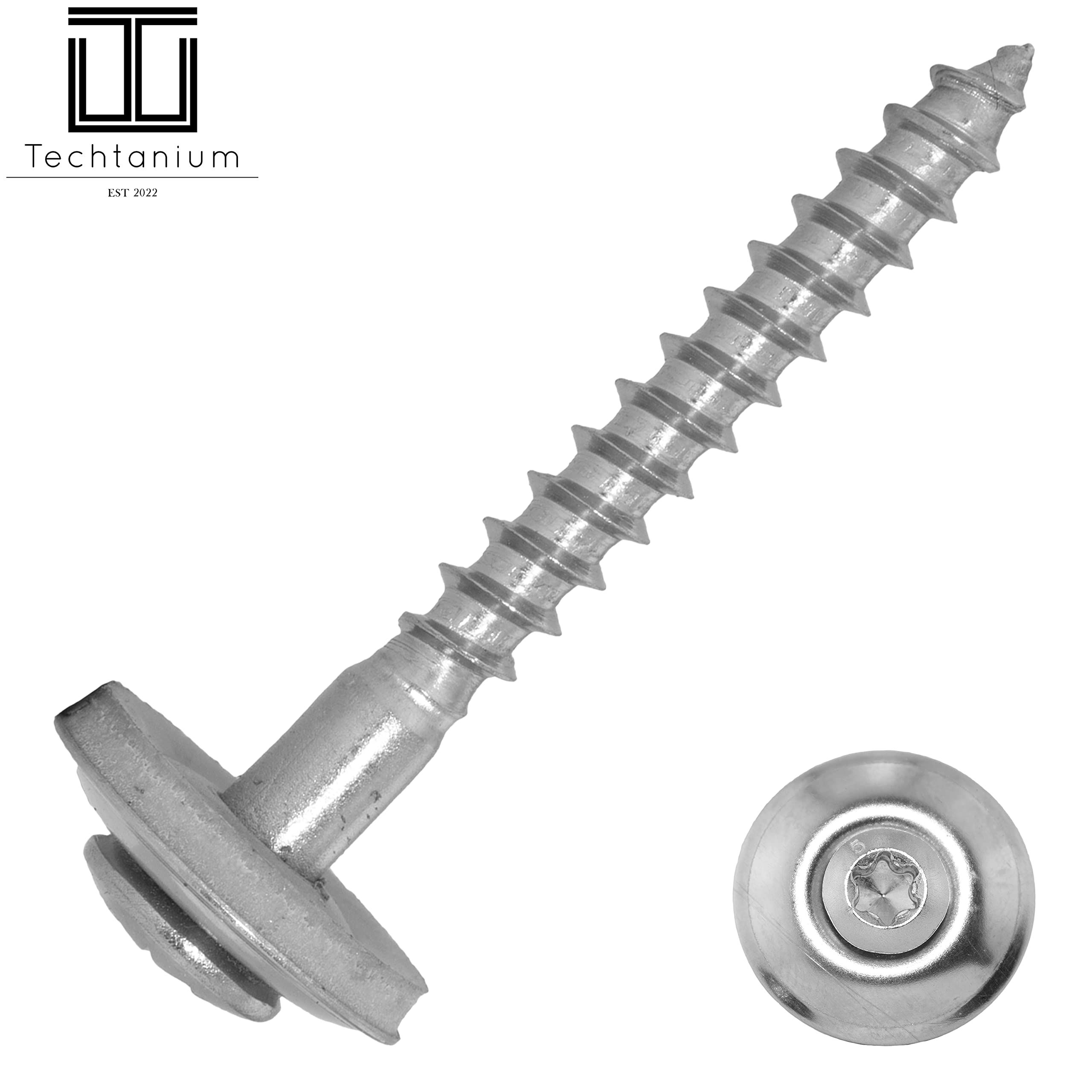 Spenglerschrauben 4,5 x 100 mm mit Dichtscheibe (15 mm) und Innensechsrund (ISR) aus Edelstahl A2 (200 Stück) | Edelstahlschrauben | ähnl. DIN 7995