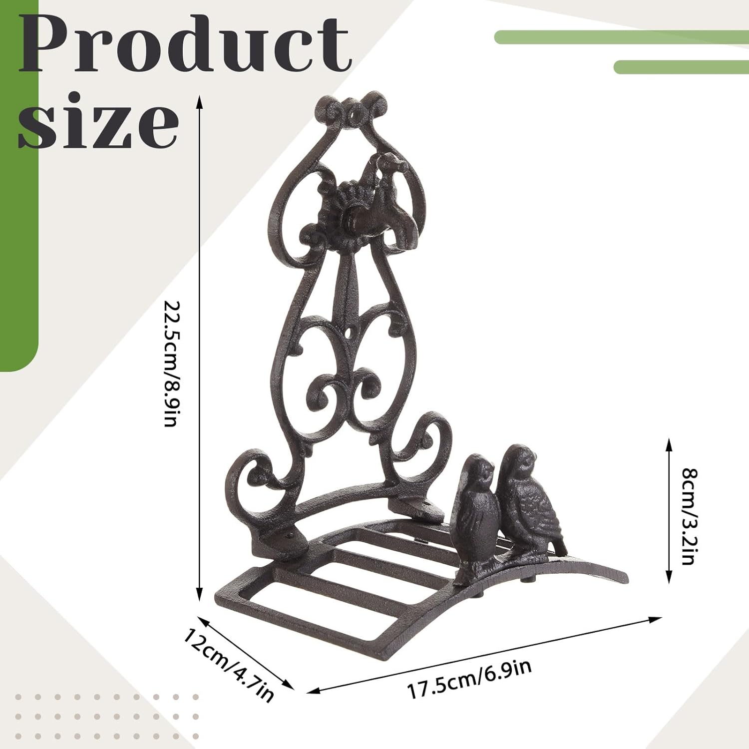 Garden Hose Holder Cast Iron Heavy Duty Wall Mounted Water Hose Holder Reel Decorative Two Birds Water Pipe Rack Reel Outdoor Storage Hook for Garden, Yard, Patio(6.9 x 4.9 x 9.5 Inches)