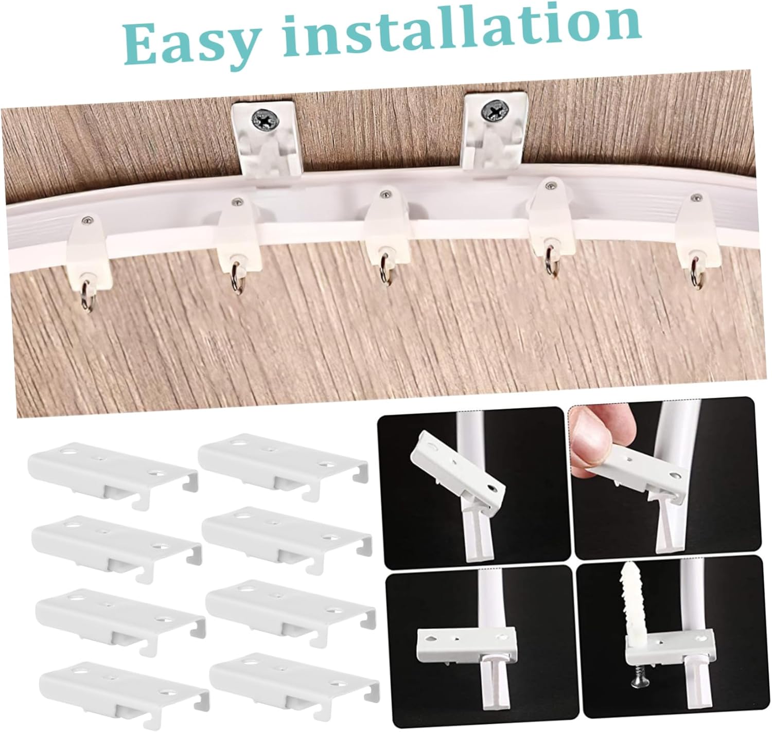 Cabilock 1set Flexible Ceiling Curtain Track Bendable and Silent Track Clips for Various Curtain Types for Use