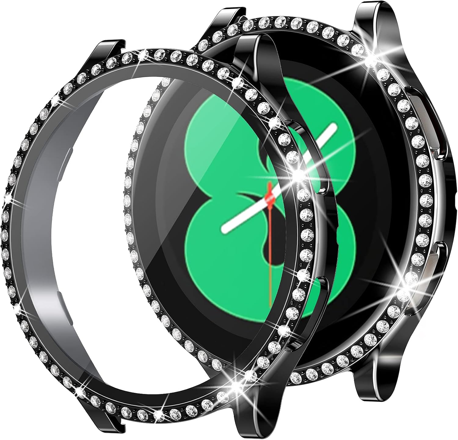 Amazon Com Goton Compatible For Samsung Galaxy Watch 4 Screen Protector 40mm 44mm 21 Pc Crystal Diamonds Design Full Case Protective Bumper Cover Accessories Shell Replacement For Women Girl Black 40mm Cell