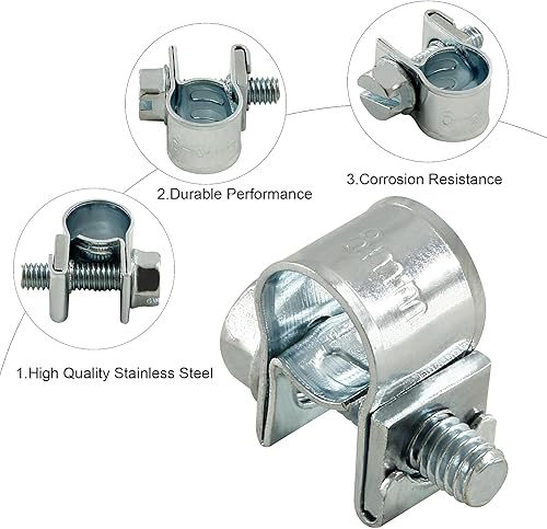 Miniatura 2 de Abrazadera de tubo ajustable de acero inoxidable para tubería de combustible (0.23 a 0.31 pulgadas), abrazadera de tubo ajustable para tubería de