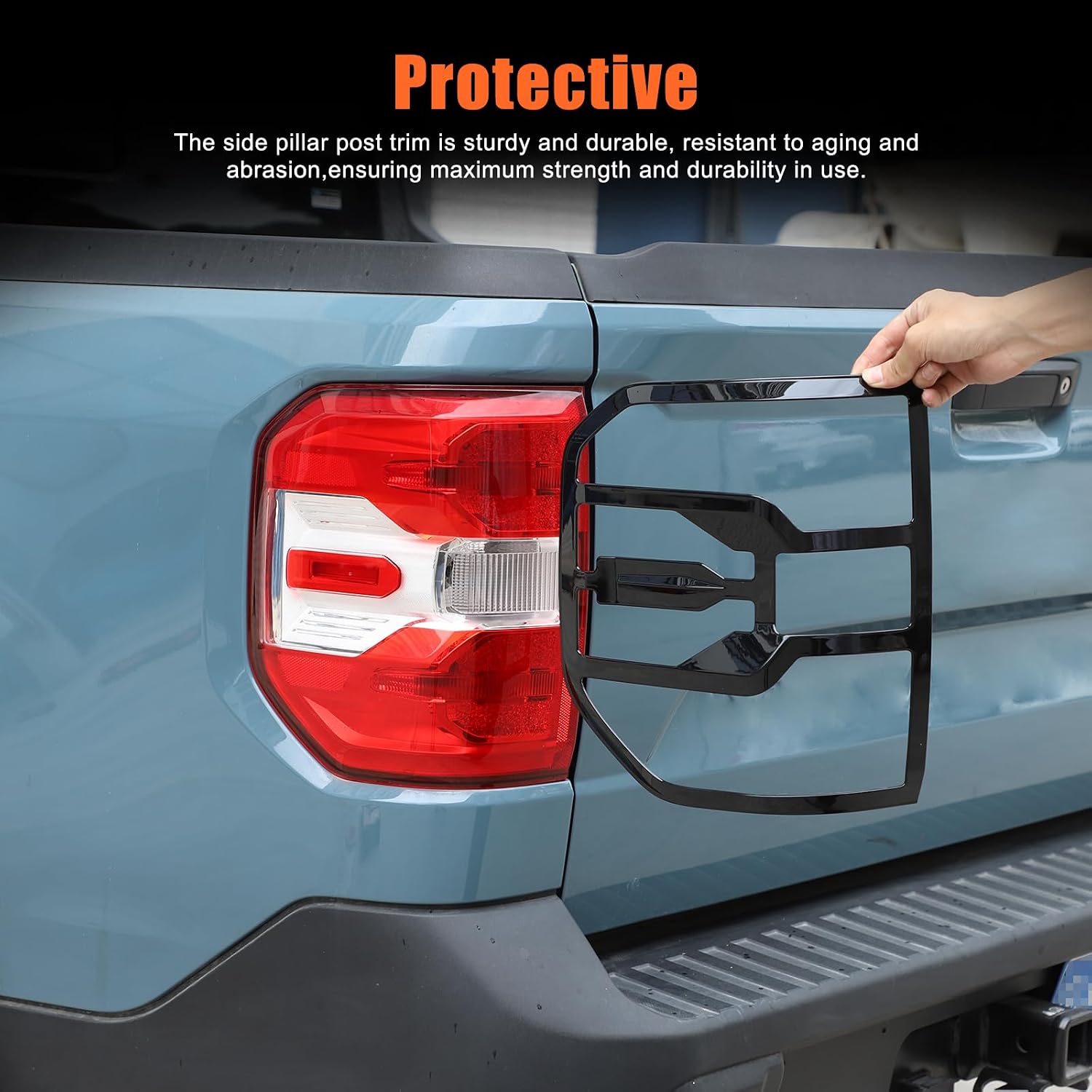 Lcojicep Car Tail Light Cover Trim Compatible with Ford Maverick 2022-2025 Rear Taillight Lamp Frame Cover Rear Headlight Frame Protection Cover Exterior Decoration Accessories (Piano Black)