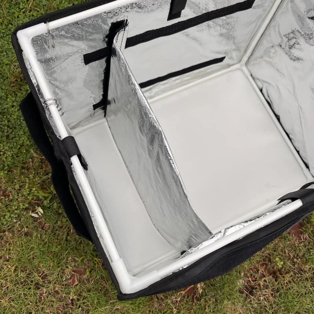 52L Insulated Pizza Food Delivery Box with Rear Plastic Rack for Motorcycle Delivery Drivers, Black