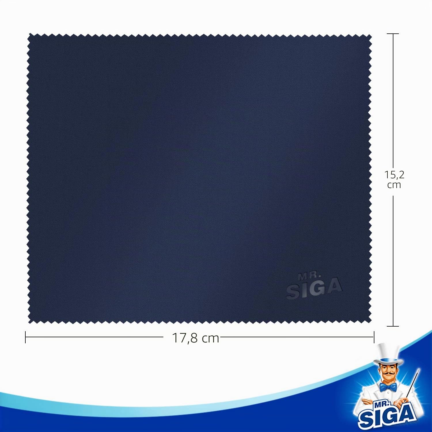 MR.SIGA Chiffons de Nettoyage, Lot de 6, en Microfibre Surchoix pour Lentilles, Lunettes, Ecrans, Tablettes, Glasse, 6 x 7 Pouces (15 x 18 cm), Marine/Gris