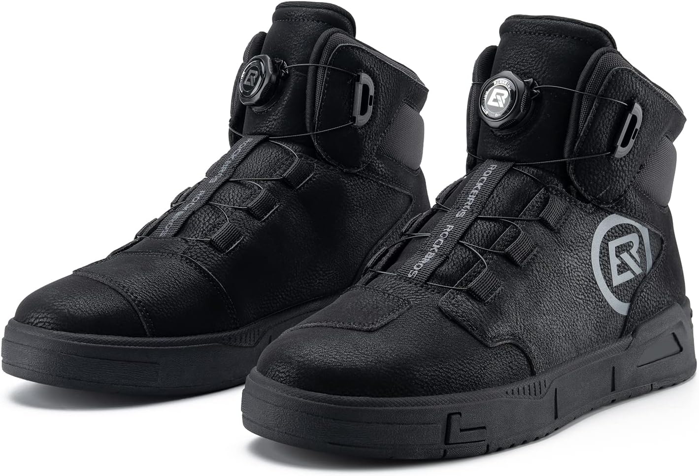 ROCKBROS Motorcycle Shoes for Men Reinforced Leather Motorcycle Riding Shoes Anti-Slip Breathable Motorcycle Riding Boots Motorcycle Protective Footwear