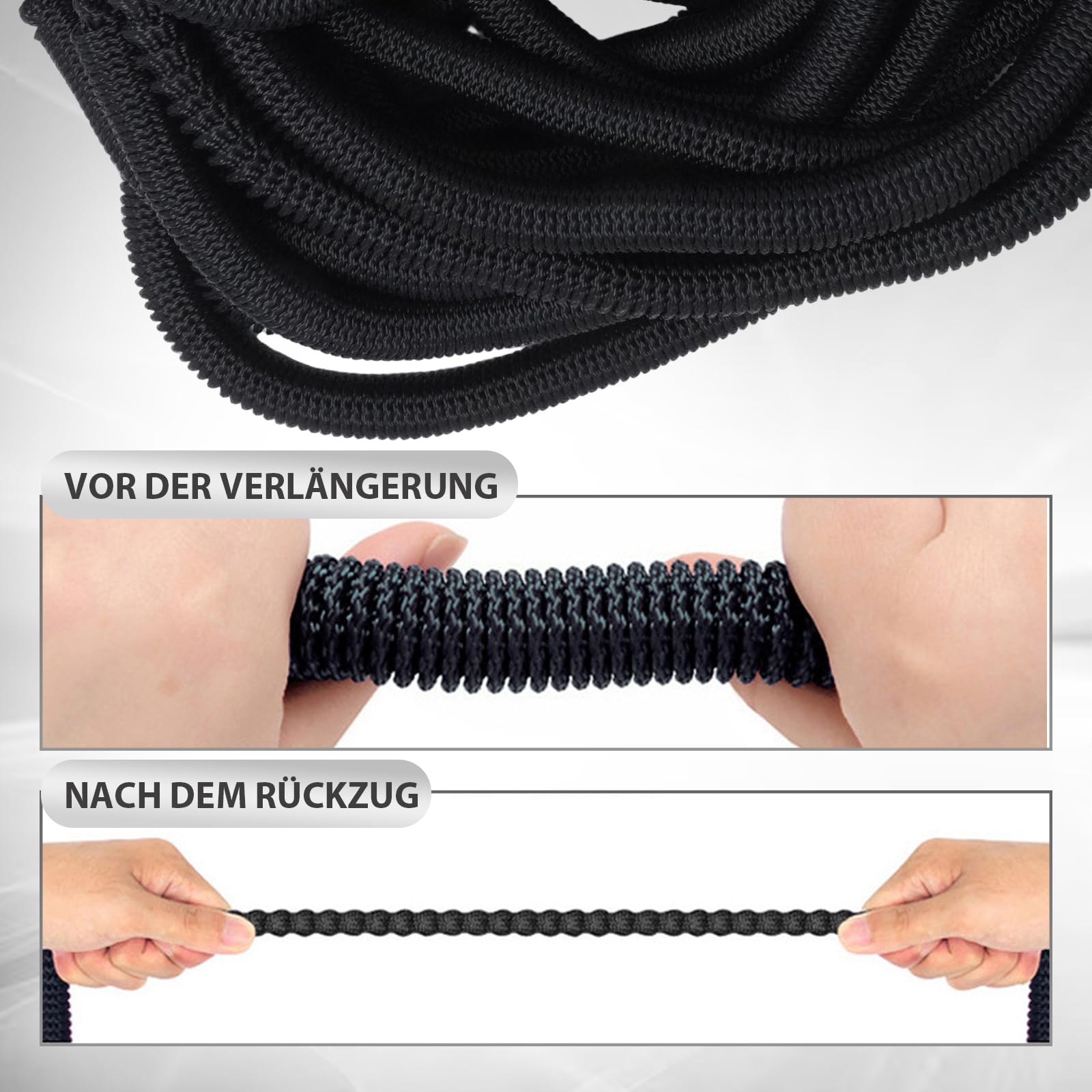 Tubo da giardino flessibile da 30 m, tubo da giardino flessibile con 8 funzioni di spruzzo, tra cui collegamenti rapidi, custodia e supporto da parete